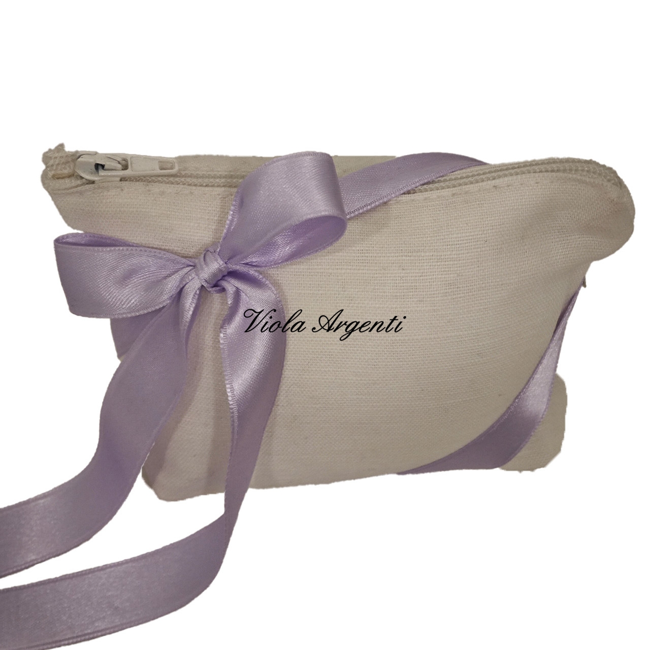 Pochette portaconfetti avorio con zip di . Argento online