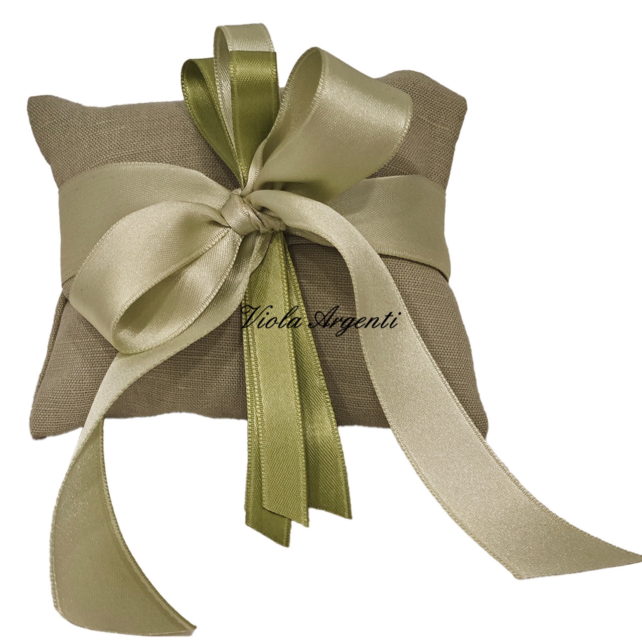 Busta portaconfetti lino verde di . Argento online