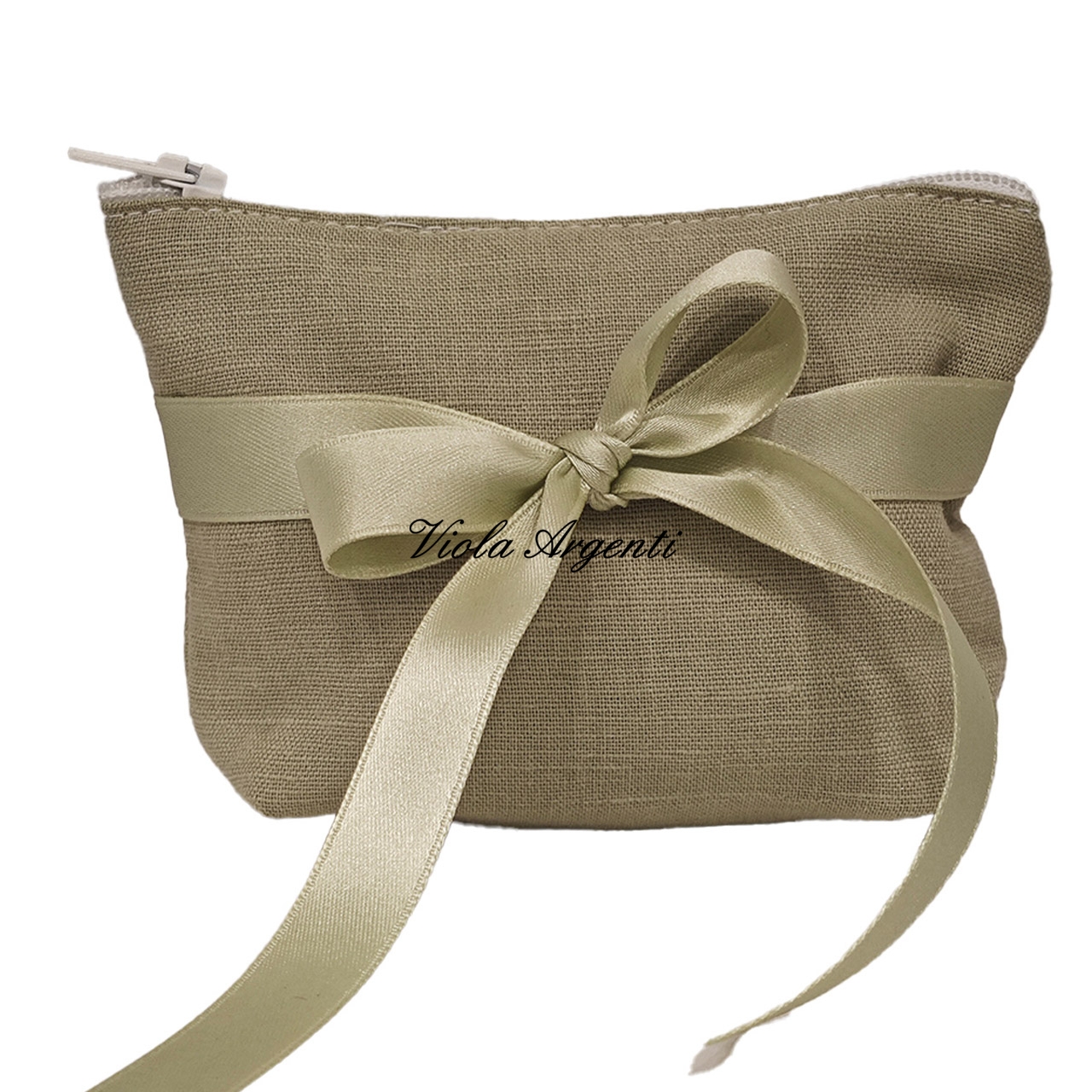 Pochette portaconfetti verde con zip di . Argento online