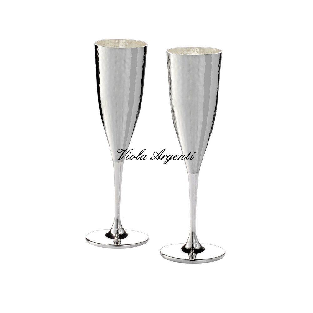 Coppia flute interno bianco in argento trilaminato di . Argento online