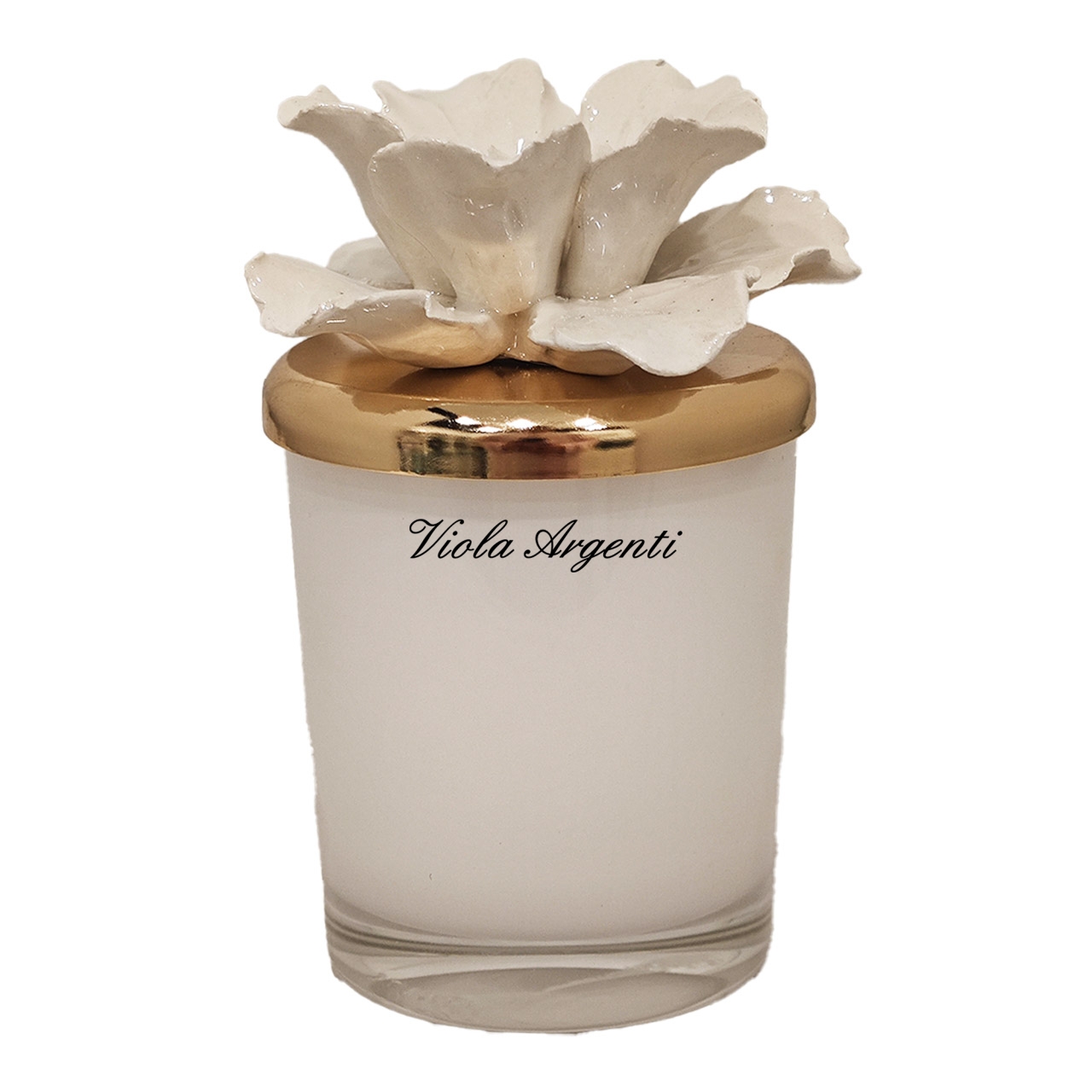Candela anemone bianco in porcellana di . Argento online
