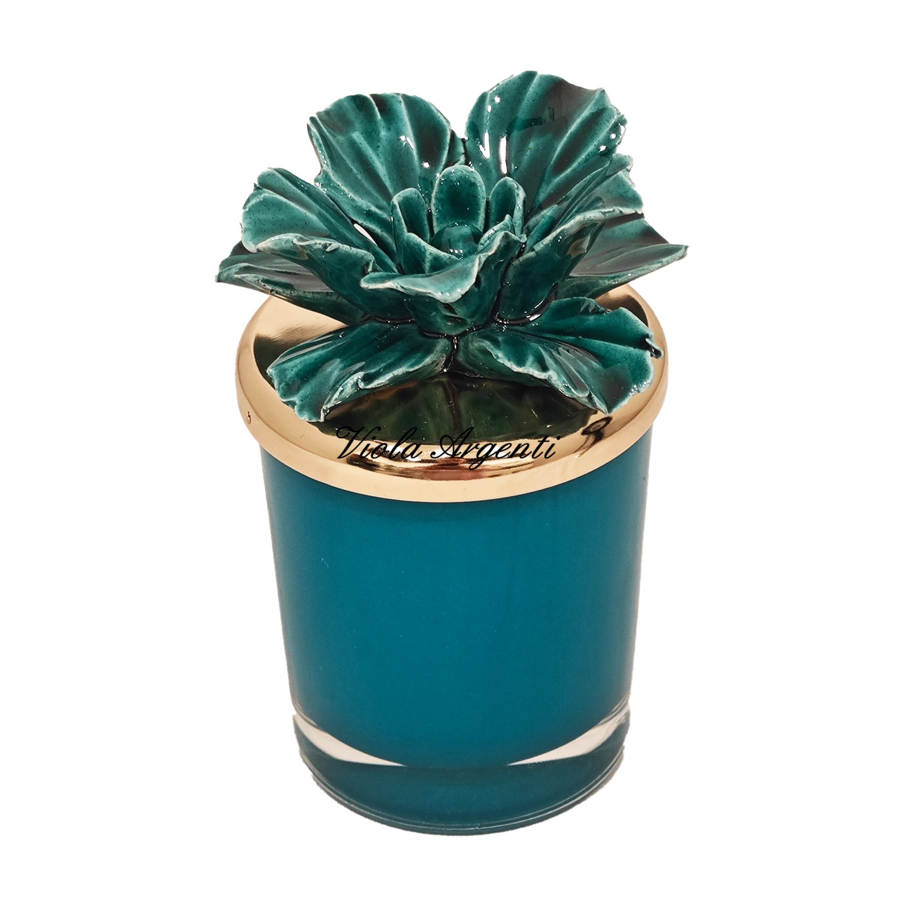 Candela anemone verde in porcellana di . Argento online