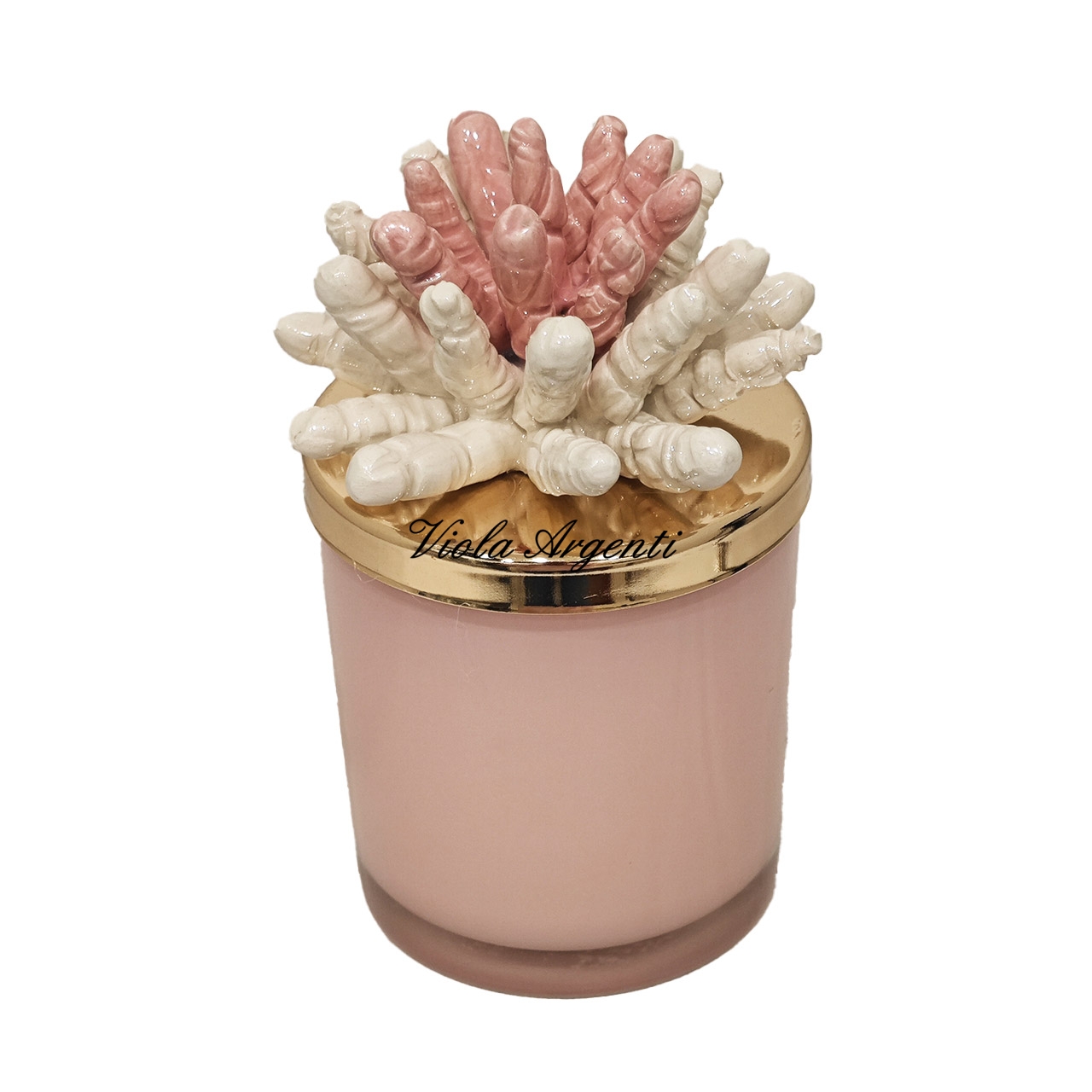 Candela corallo bicolore bianco rosa di . Argento online