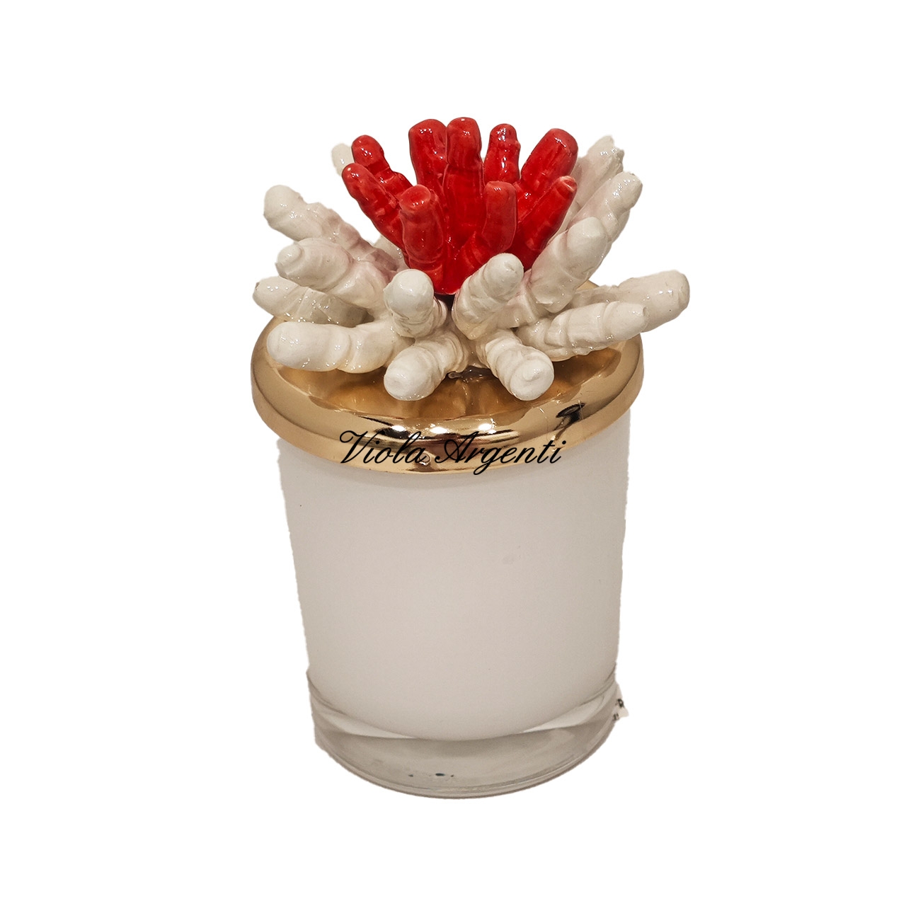 Candela corallo bicolore bianco rosso di . Argento online