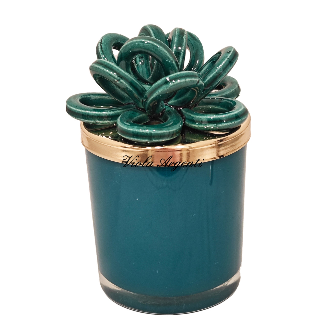 Candela nodo verde in porcellana di . Argento online