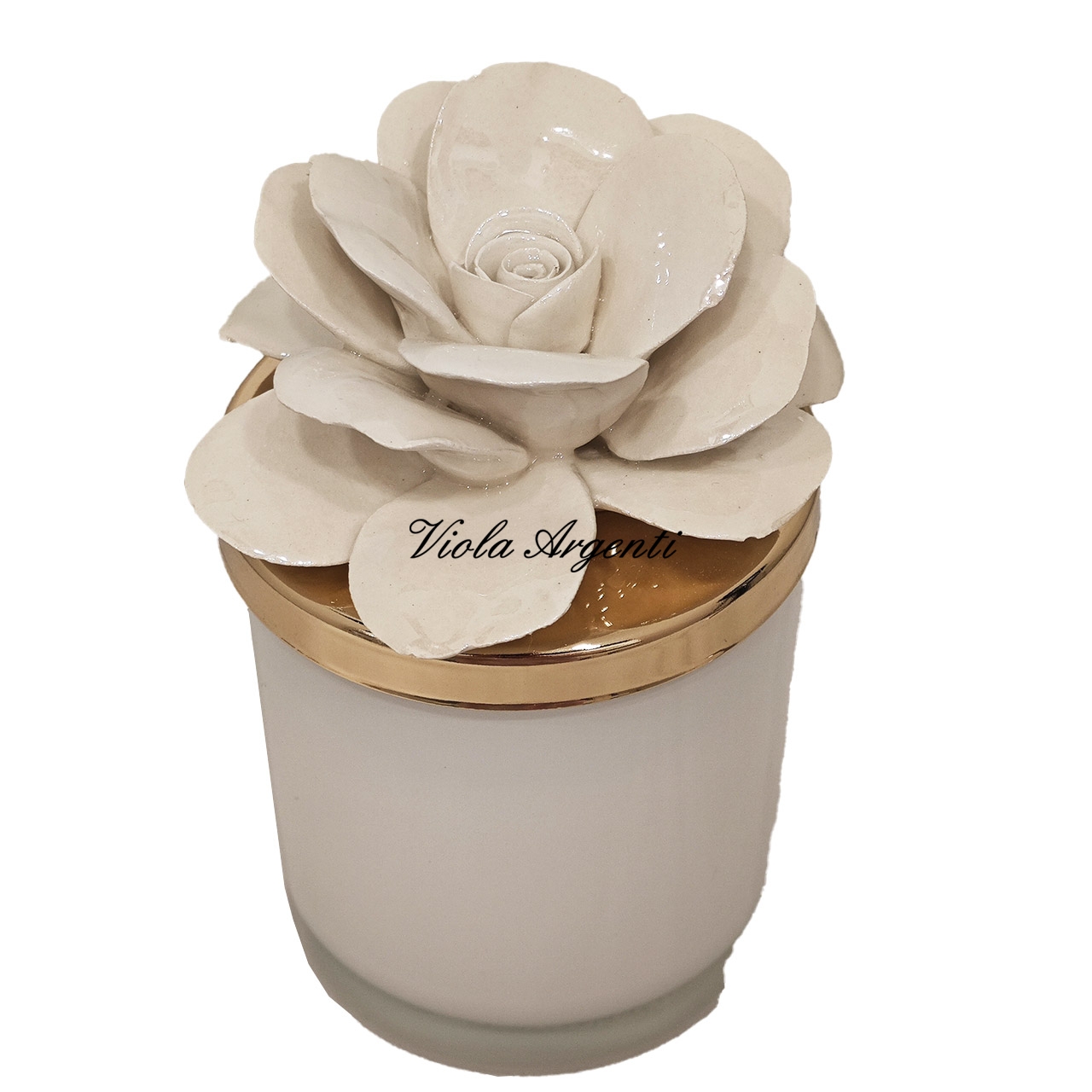 Candela rosa di maggio porcellana bianca di . Argento online