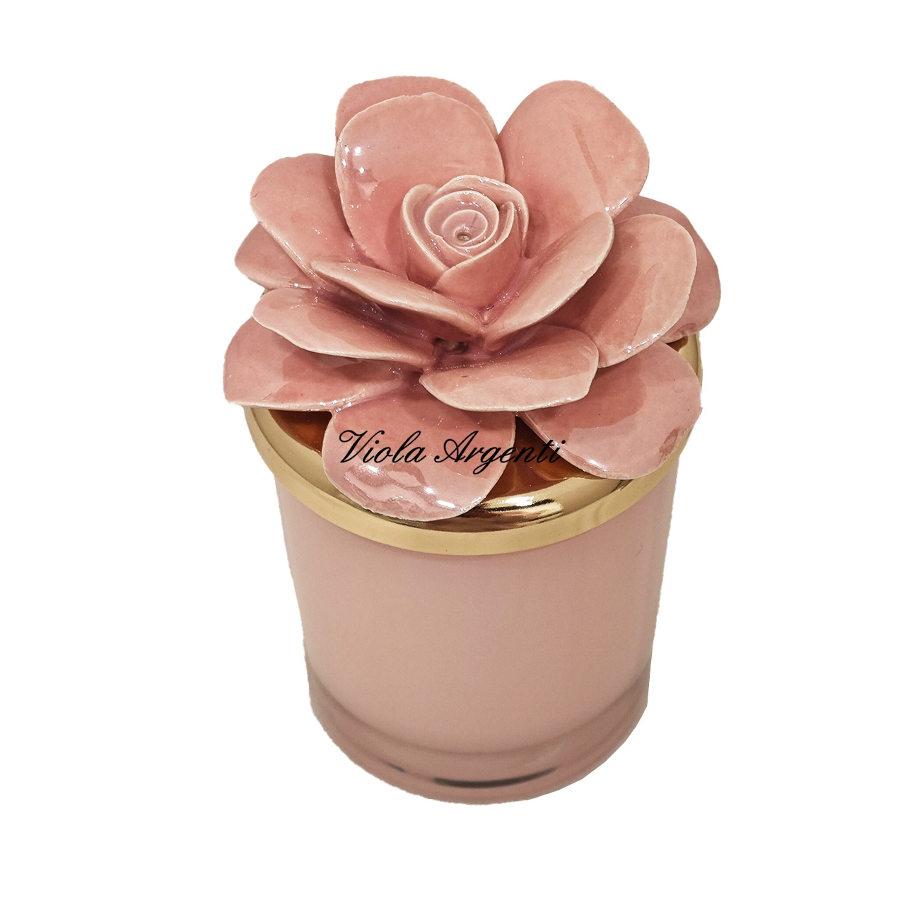 Candela rosa di maggio in porcellana rosa di . Argento online