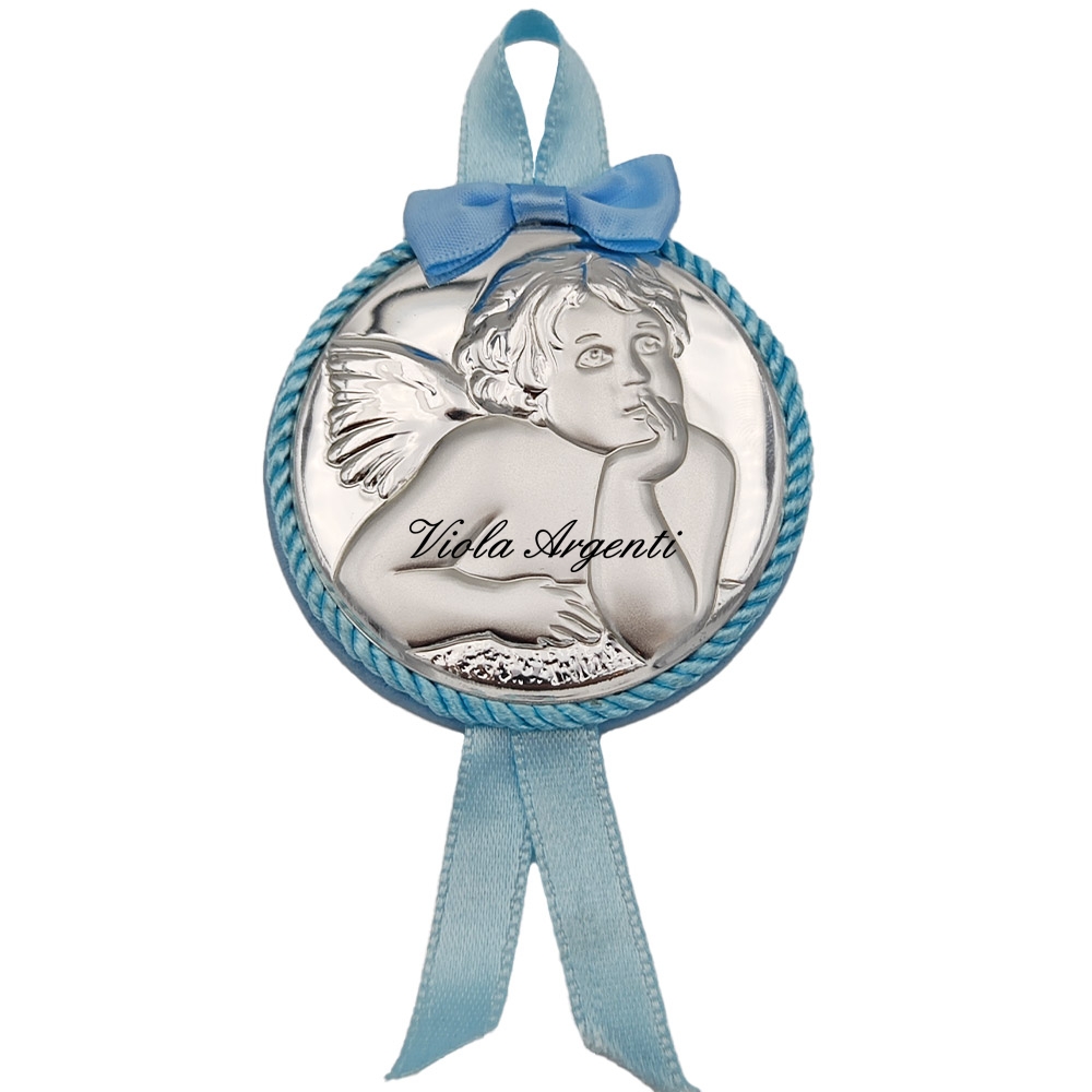 Capoculla azzurro con angelo di . Argento online