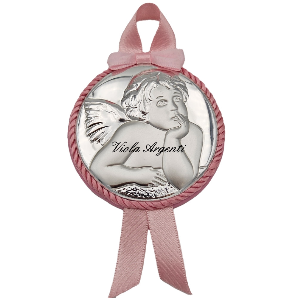 Capoculla rosa con angelo di . Argento online