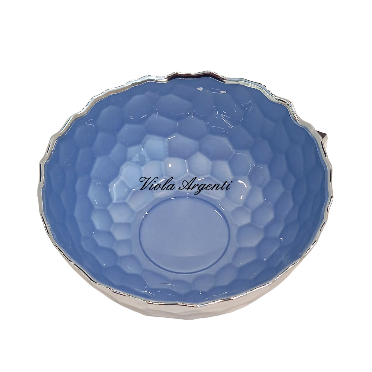 Ciotola decorativa vetro azzurro di . Argento online