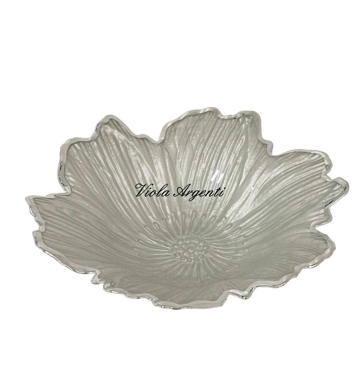 Centrotavola a fiore in vetro madreperlato - 22 cm di . Argento online