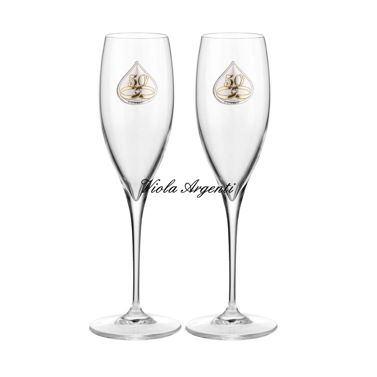 Coppia di flute anniversario 50° di . Argento online