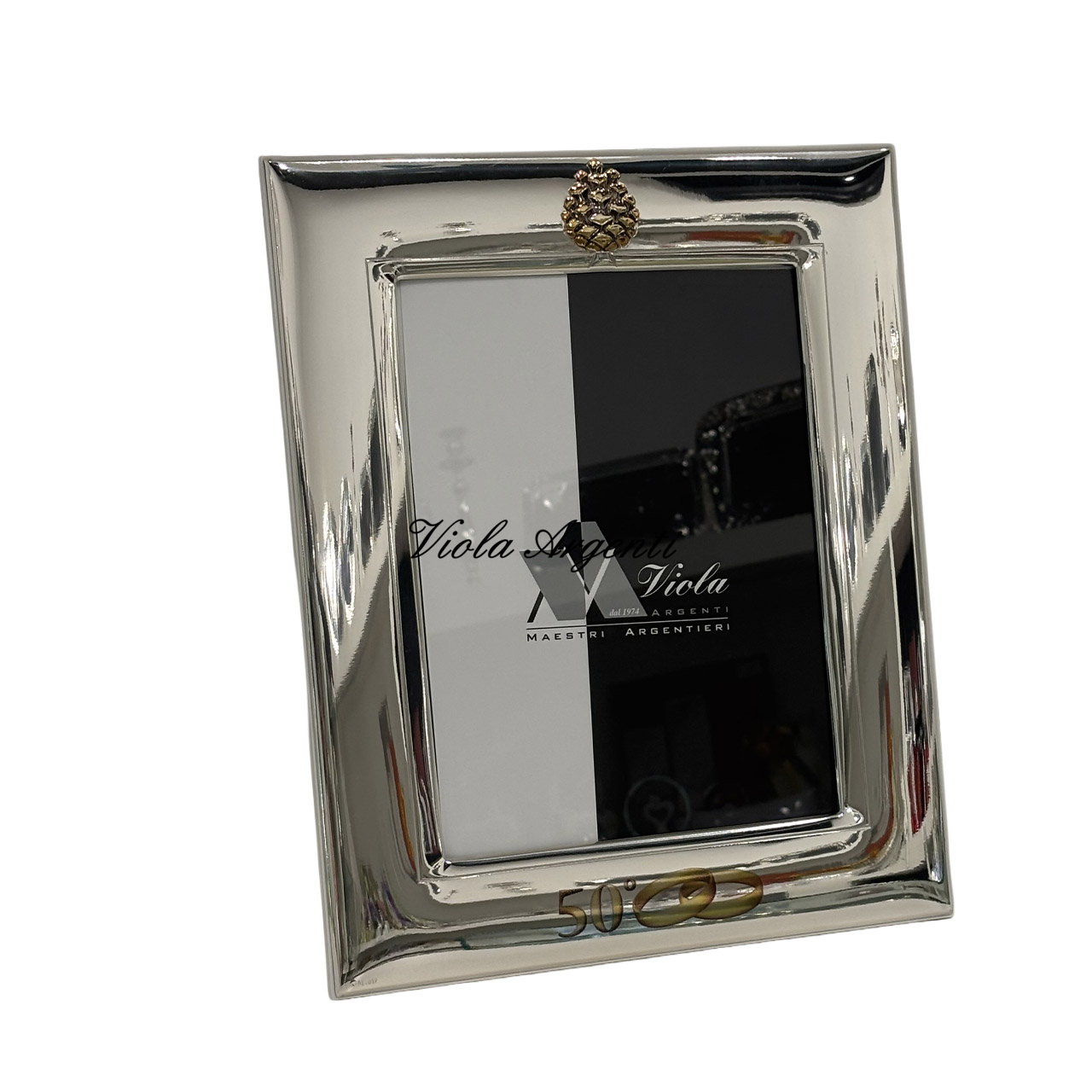 Cornice portafoto 50° Anniversario in laminato argento di . Argento online