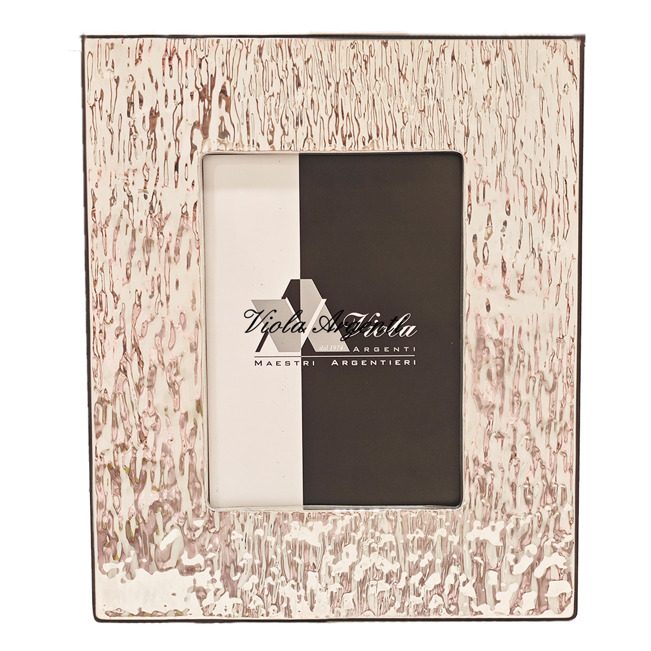 Cornice portafoto fascia larga effetto corteccia di . Argento online