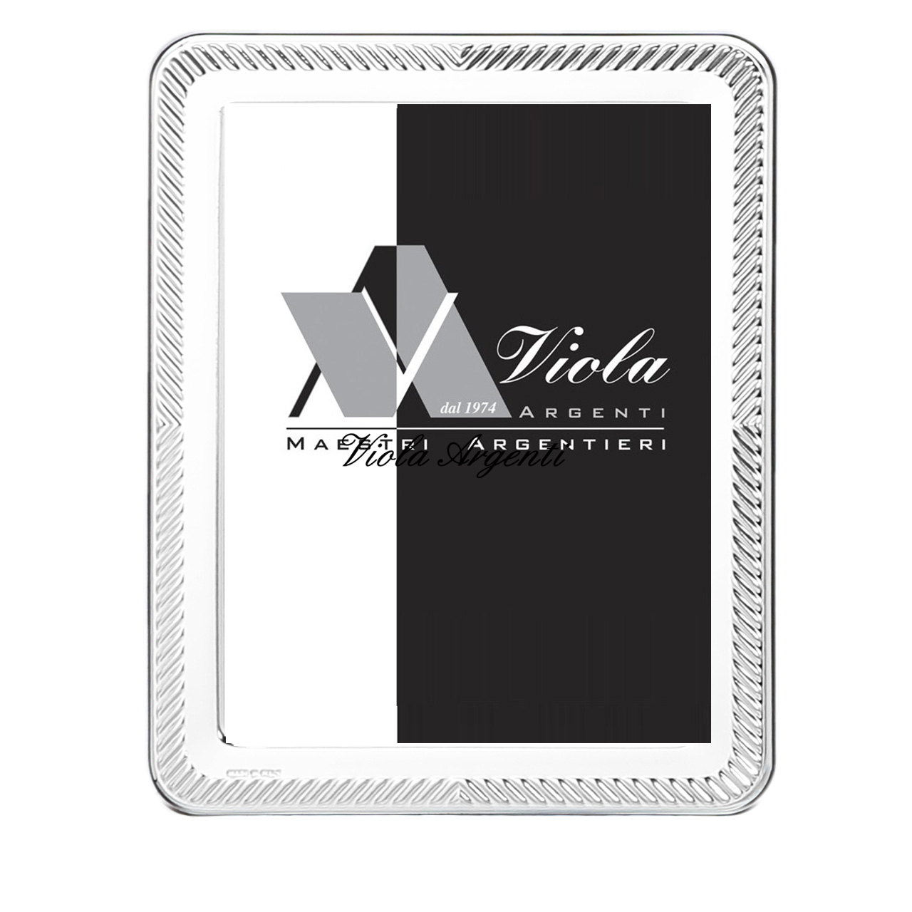 Cornice in argento 999 bordo a righe diagonali di . Argento online