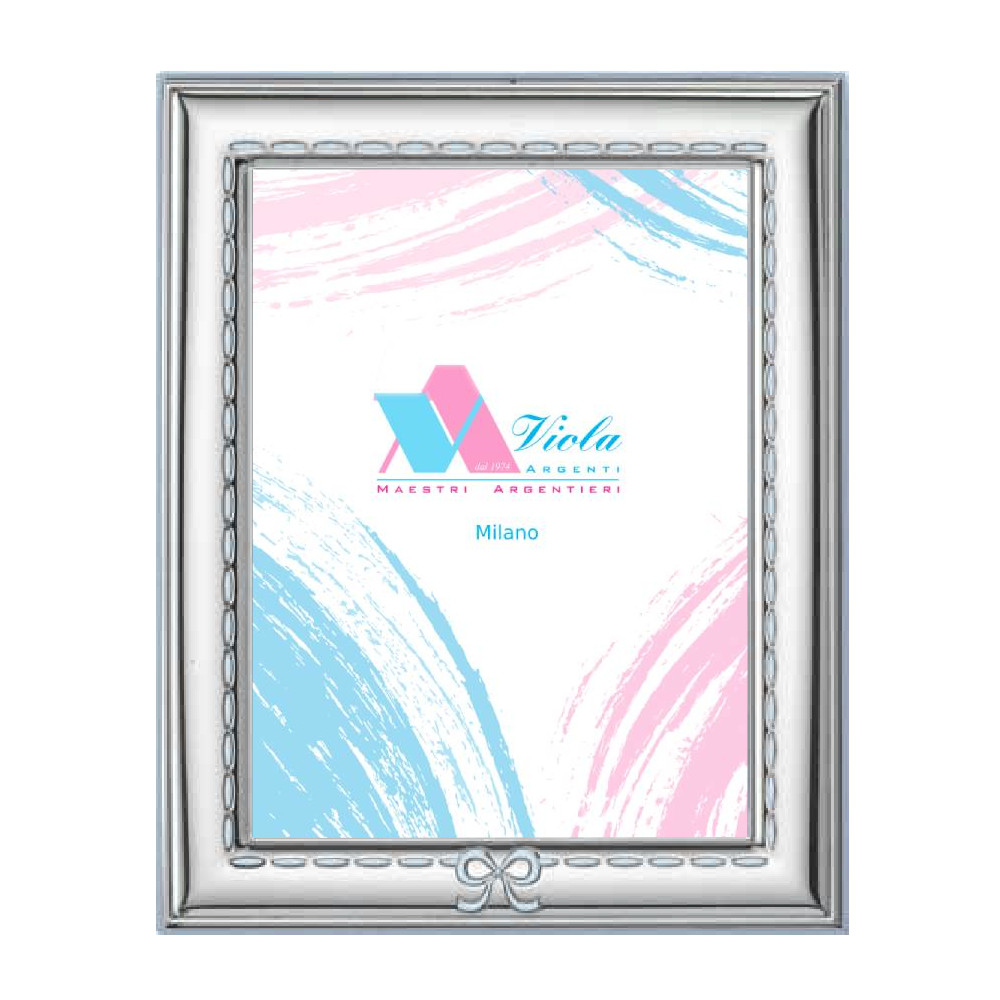 Cornice bimbo azzurra con fiocco di . Argento online