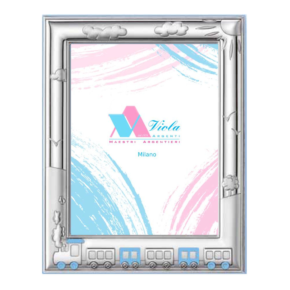 Cornice bimbo con trenino di . Argento online