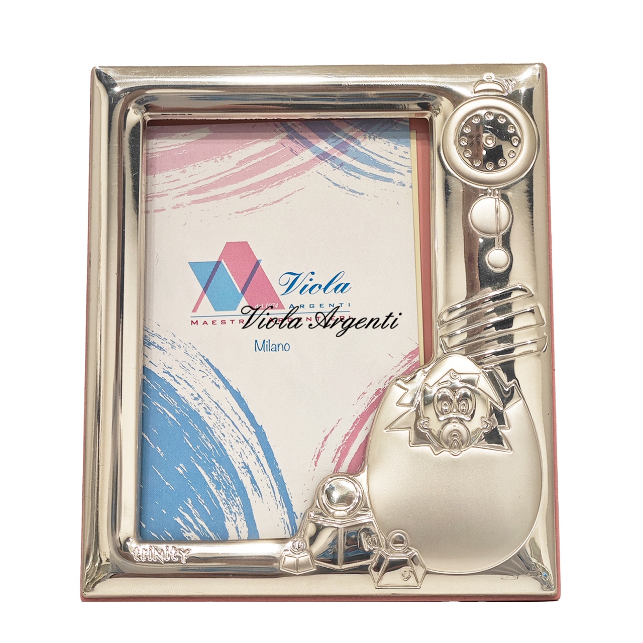 Cornice bimba con uovo di . Argento online