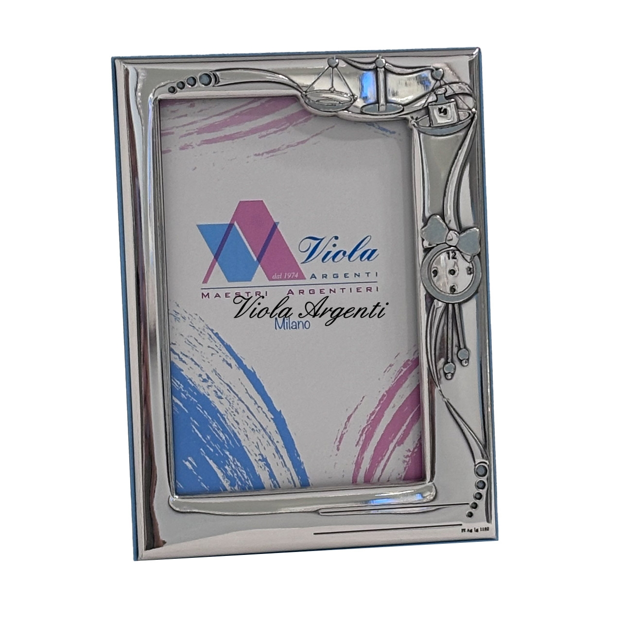 Cornice portafoto bimbo con bilancia di . Argento online