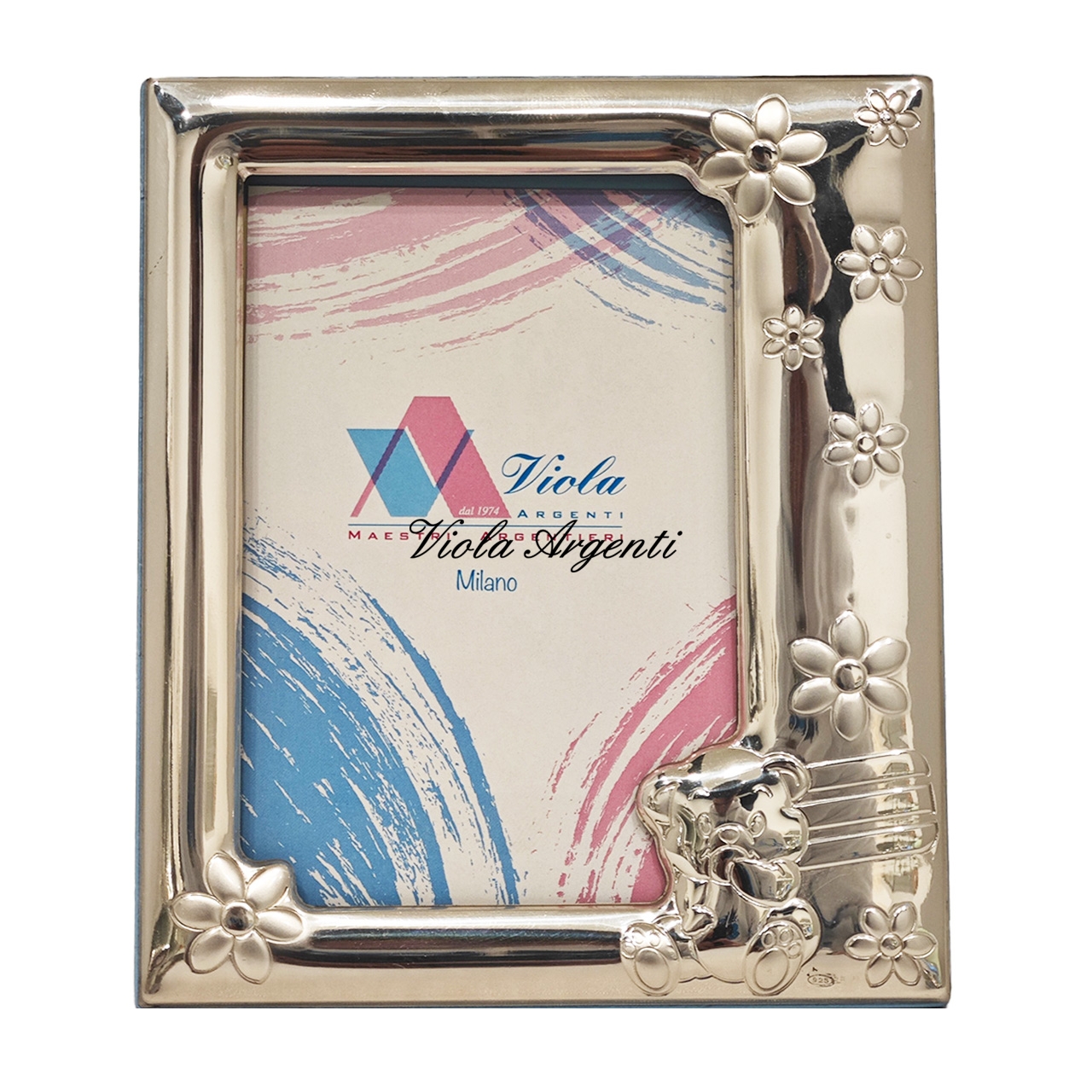 Cornice bimbo con orsetto di . Argento online