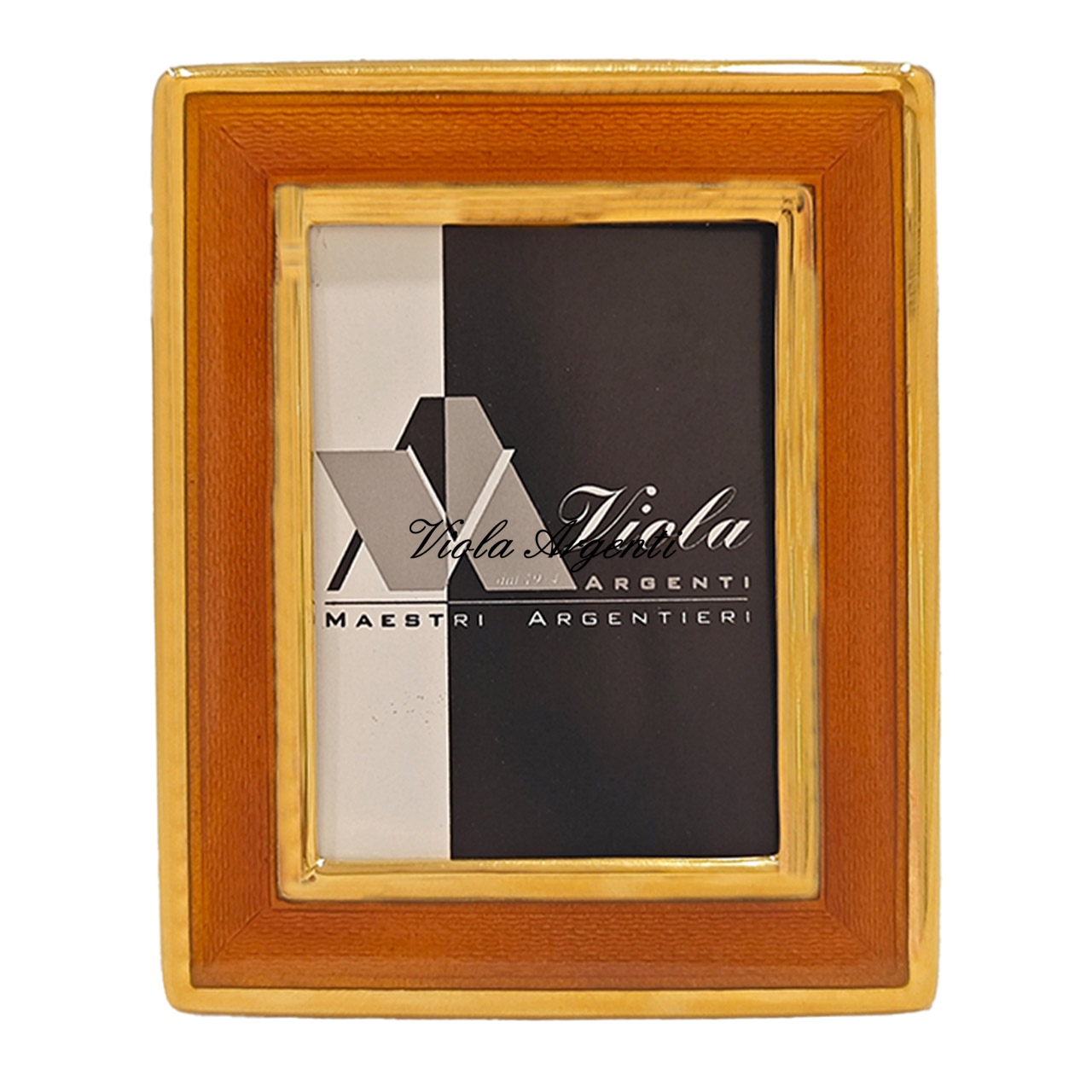 Cornicetta rettangolare smalto ghiglia arancio di . Argento online