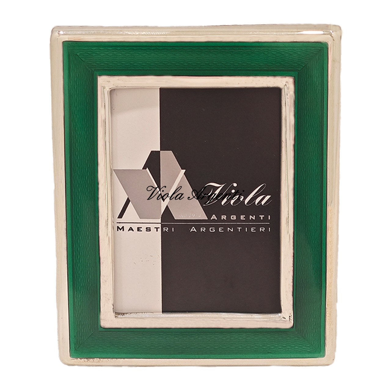 Cornicetta rettangolare smalto ghiglia verde di . Argento online