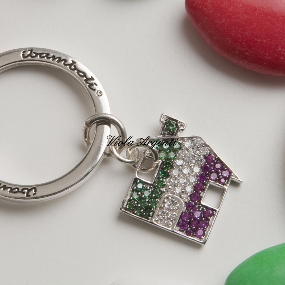 Ciondolo Casetta con pavè di cristalli di ibamboli. Argento online