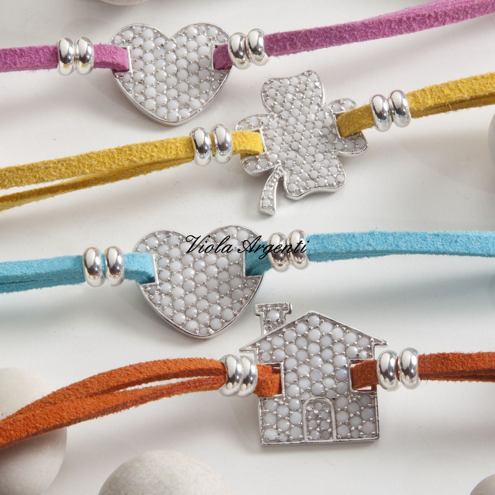 Ciondolo Cuore con pavè di cristalli di ibamboli. Argento online