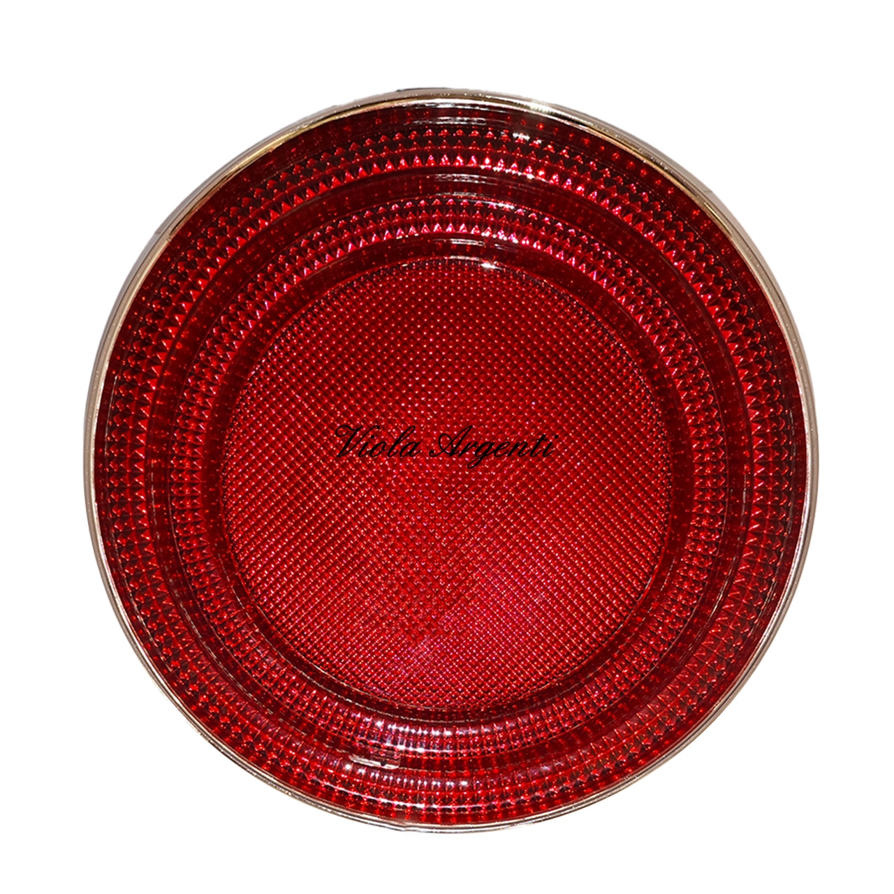 Piatto centro tavola smalto rosso e argento di . Argento online
