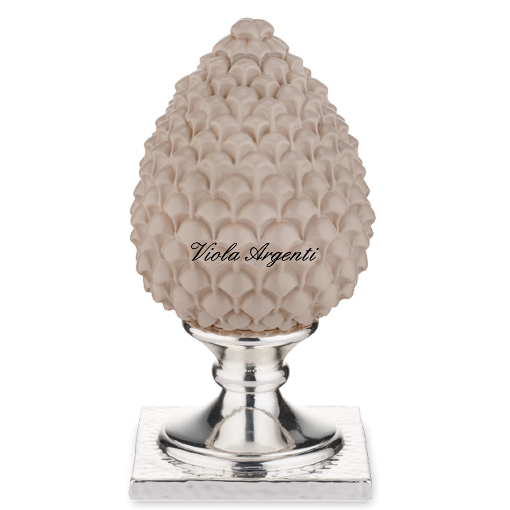 Pigna decorativa color tortora di Valenti. Argento online