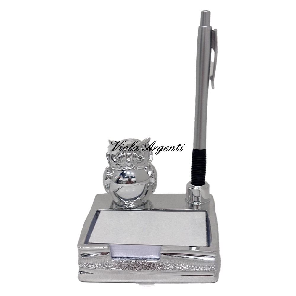 Porta post-it gufetto con penna di . Argento online