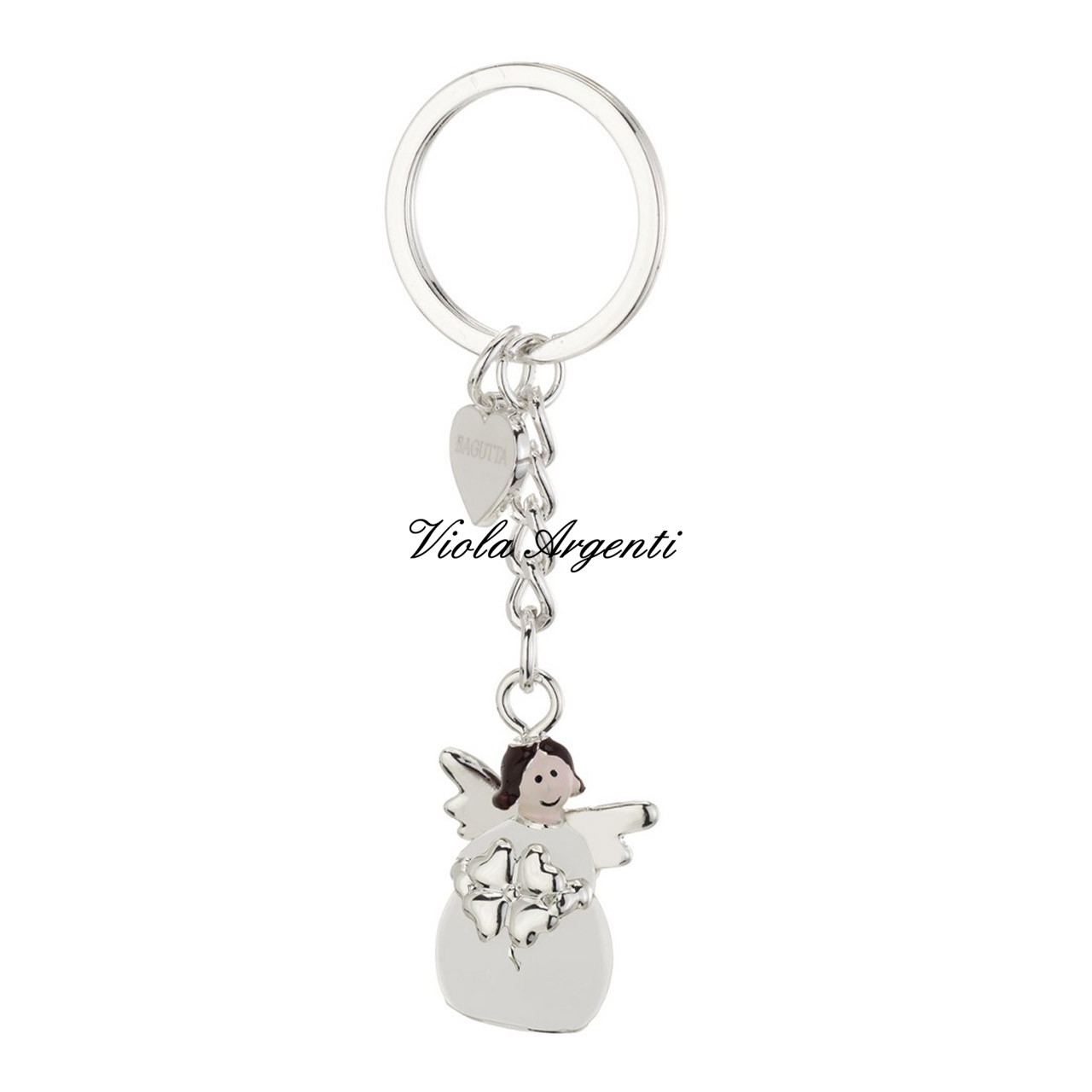 Portachiavi angelo bianco con quadrifoglio di . Argento online