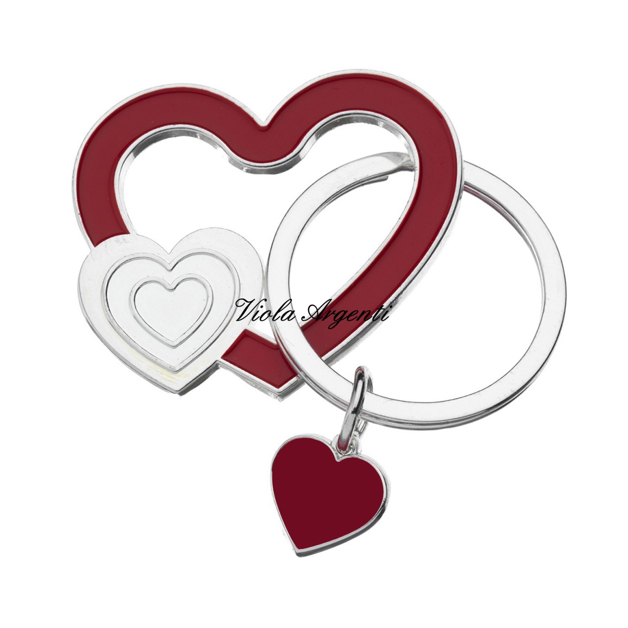 Portachiavi argentato con cuori di . Argento online