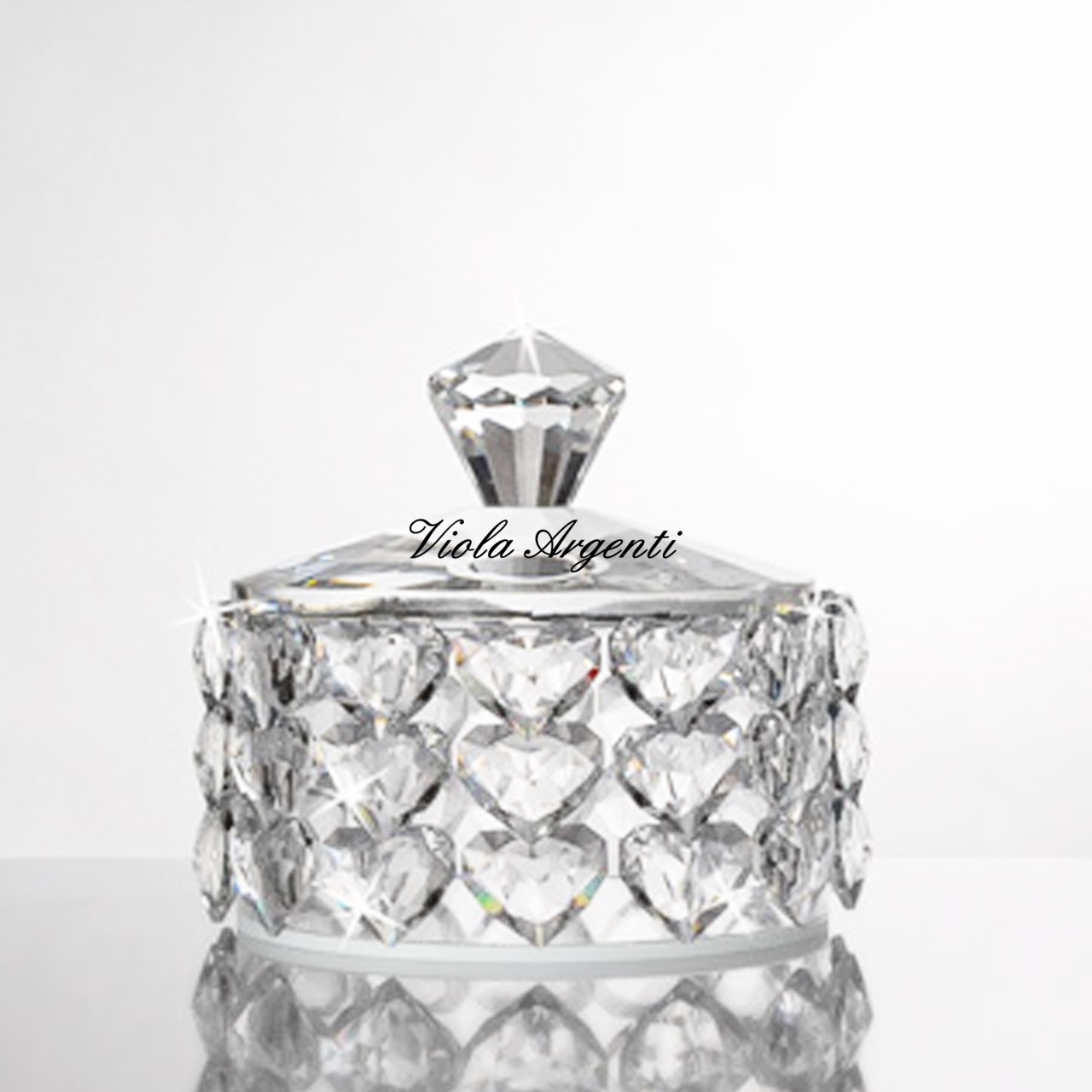 Portagioie con cuori in cristallo di . Argento online