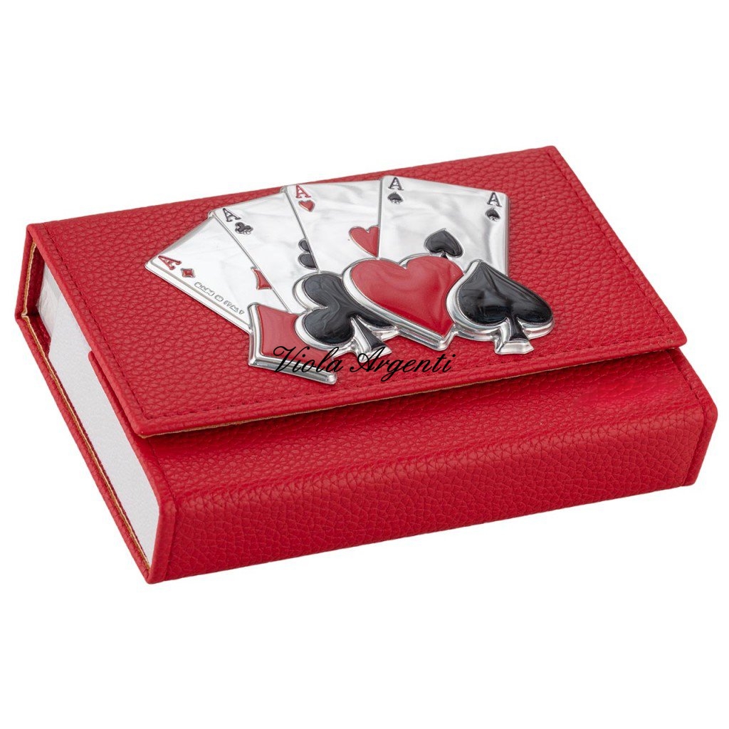 Custodia in Ecopelle per Carte da Gioco – Astuccio 2 mazzi rosso di . Argento online