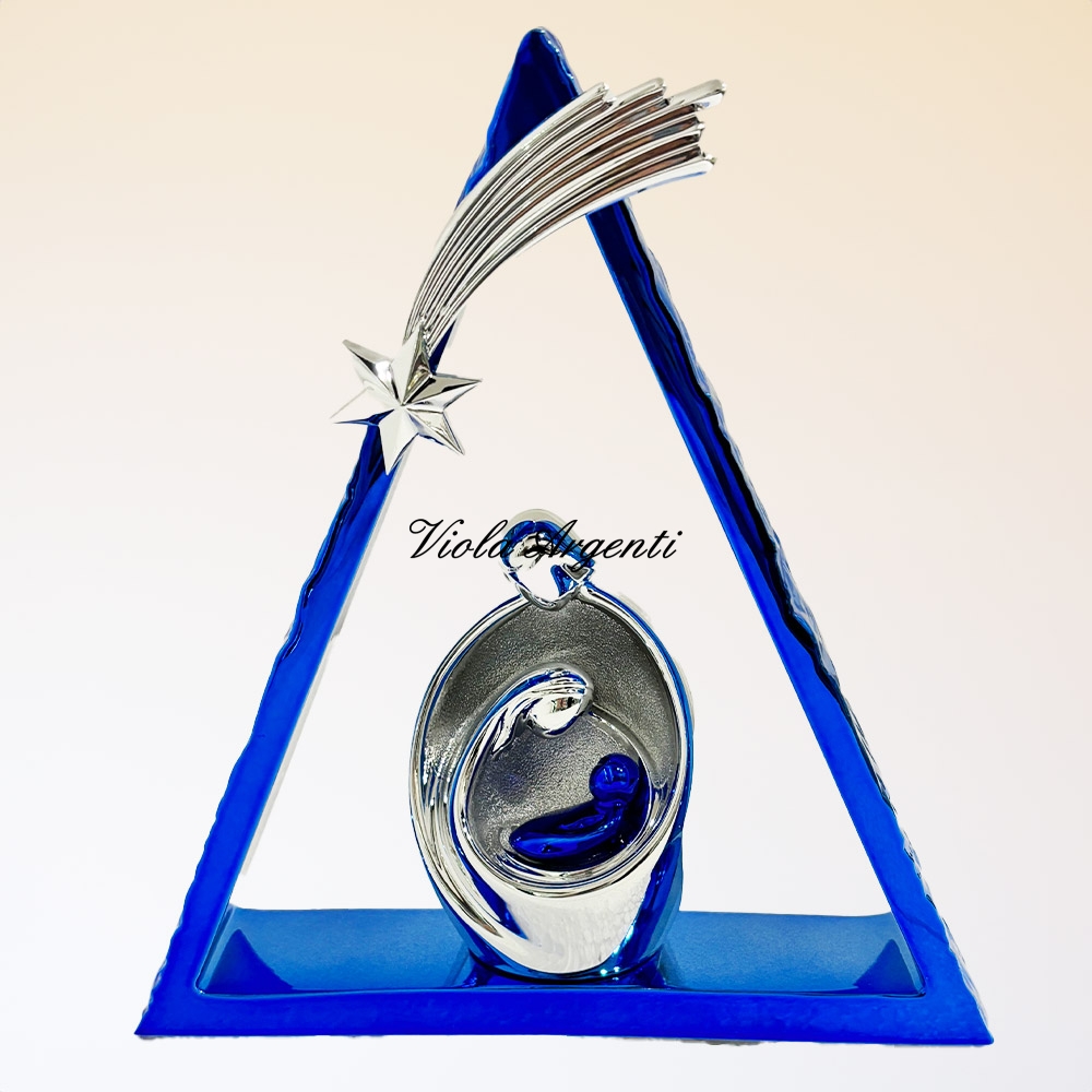 Punta stella azzurra con presepe di . Argento online