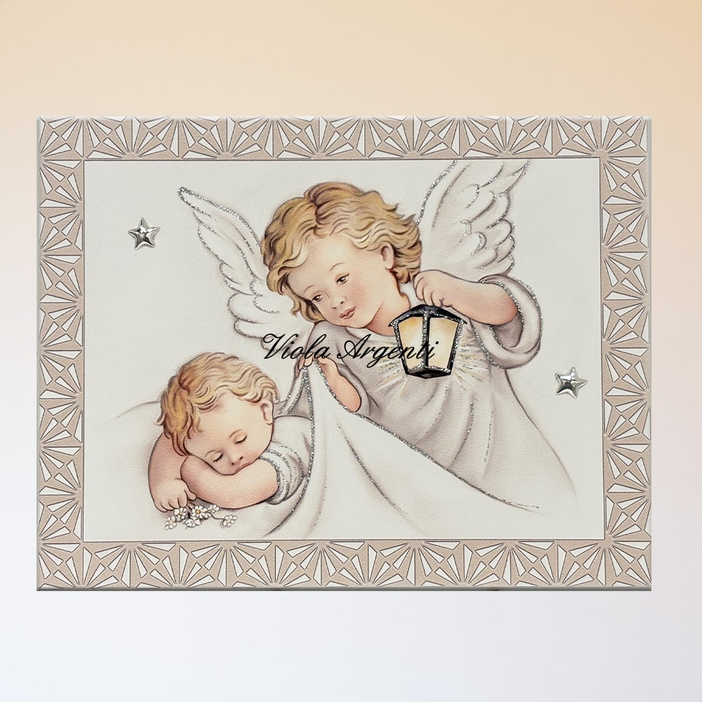 Quadro Angeli con lanterna di . Argento online