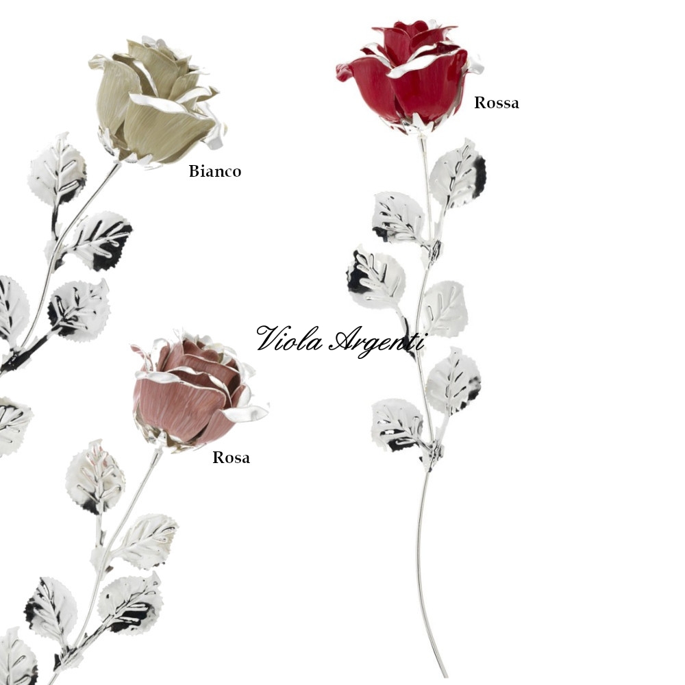 Rosa bocciolo smalto e argento vari colori di . Argento online