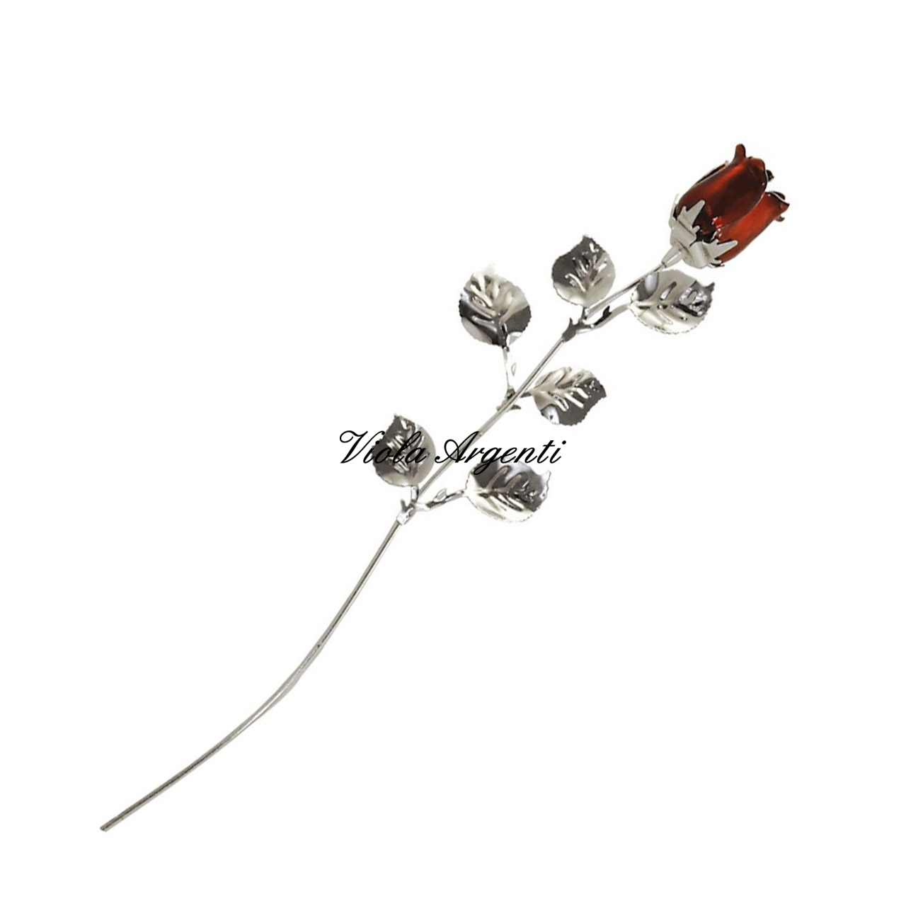 Rosa rossa argento e smalto di . Argento online