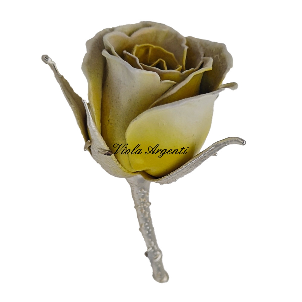 Rosa piccola bianco gialla di . Argento online
