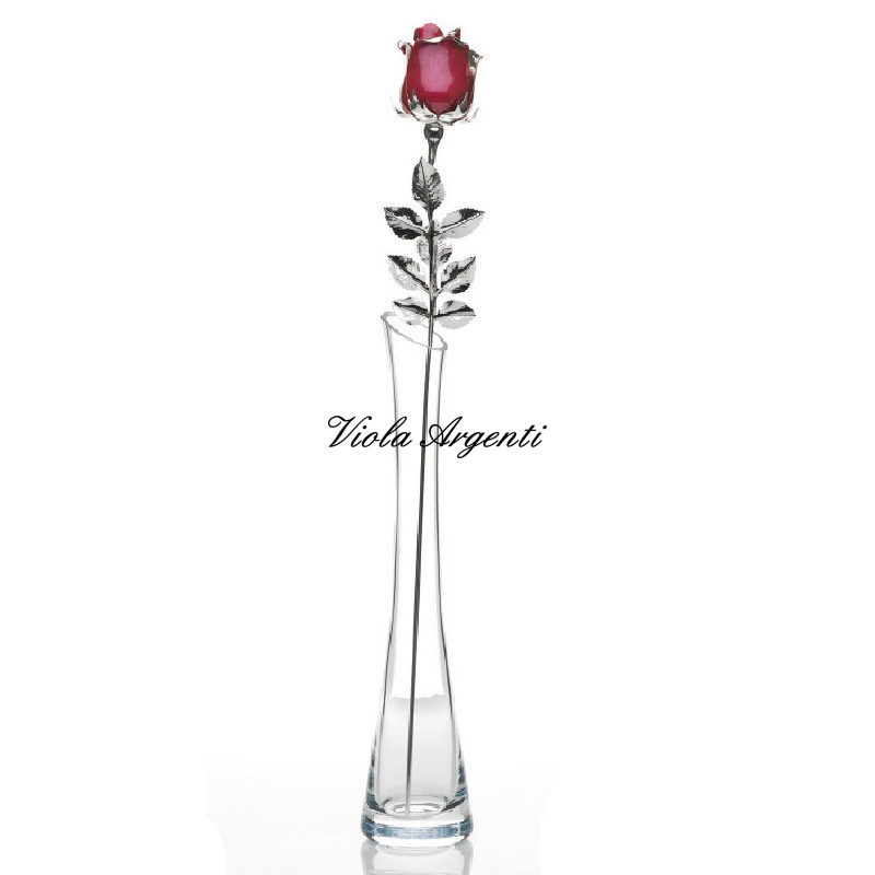 Vaso monofiore con rosa di . Argento online