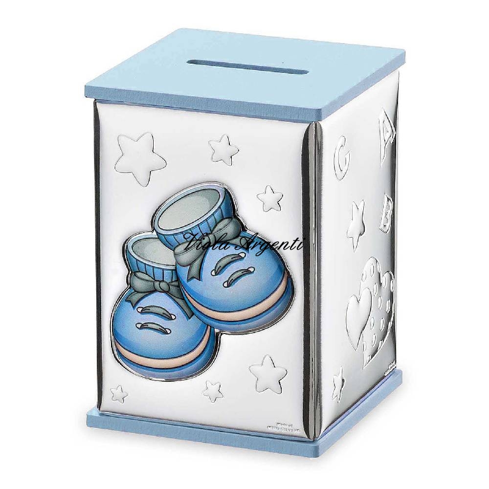 Salvadanaio bimbo con scarpette di . Argento online
