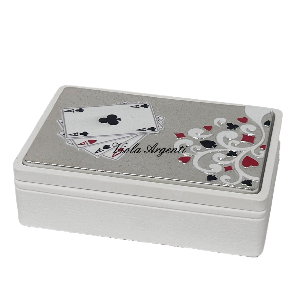 Scatola carte da gioco decorata di . Argento online