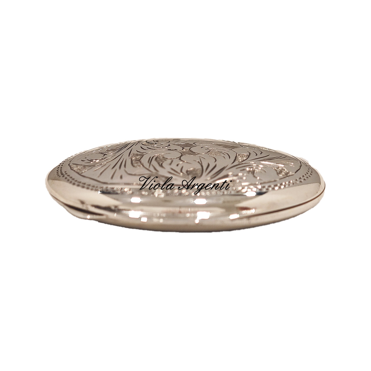 Scatolina argento ovale con decoro di . Argento online