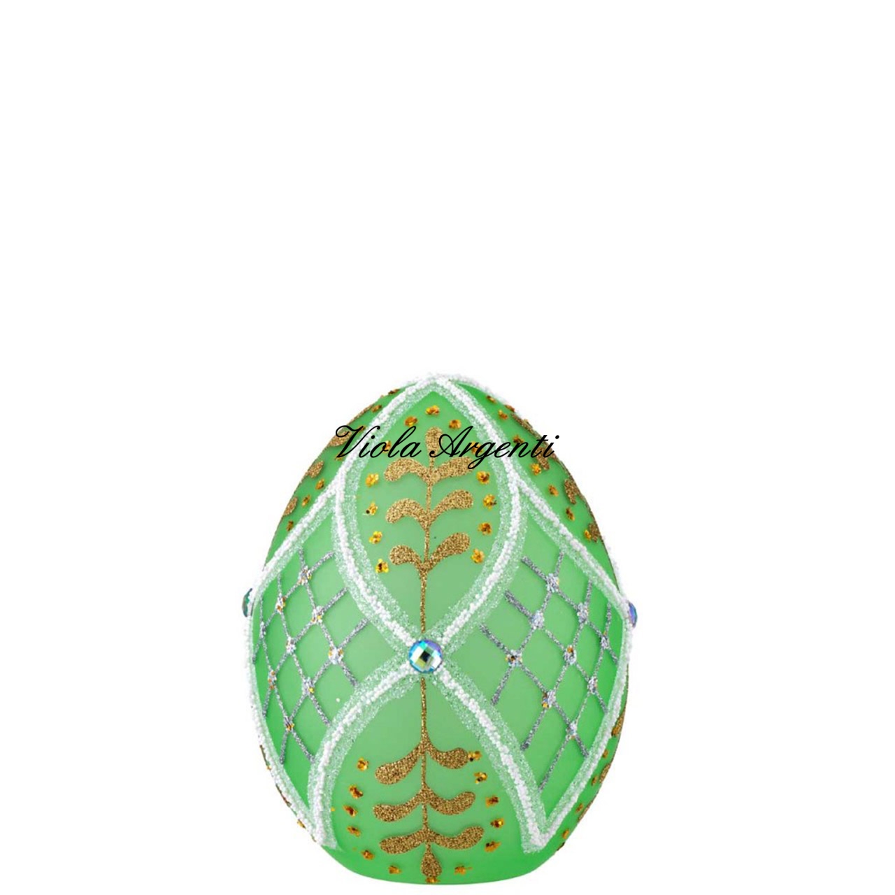 Uovo decorato con led - verde di . Argento online